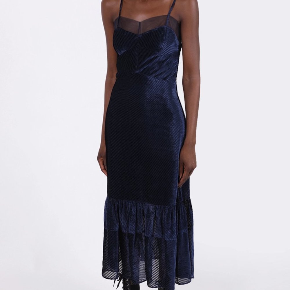 NWT - Fendi Blue Silk Corduroy Dress